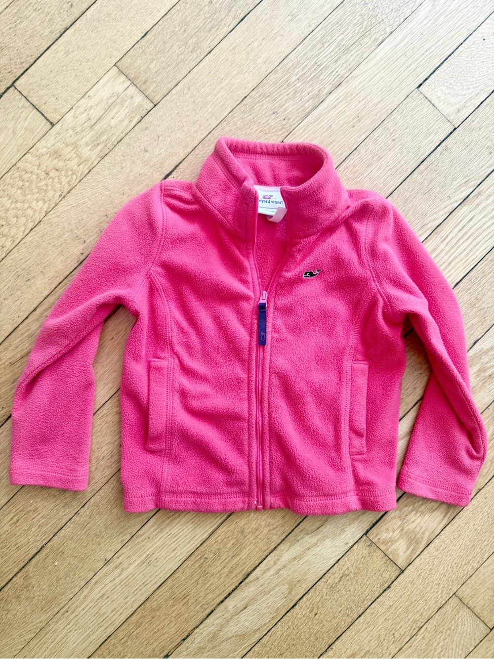 Vineyard Vines Girls' Bright Pink Fleece Zip Jacket Fall Size 2t